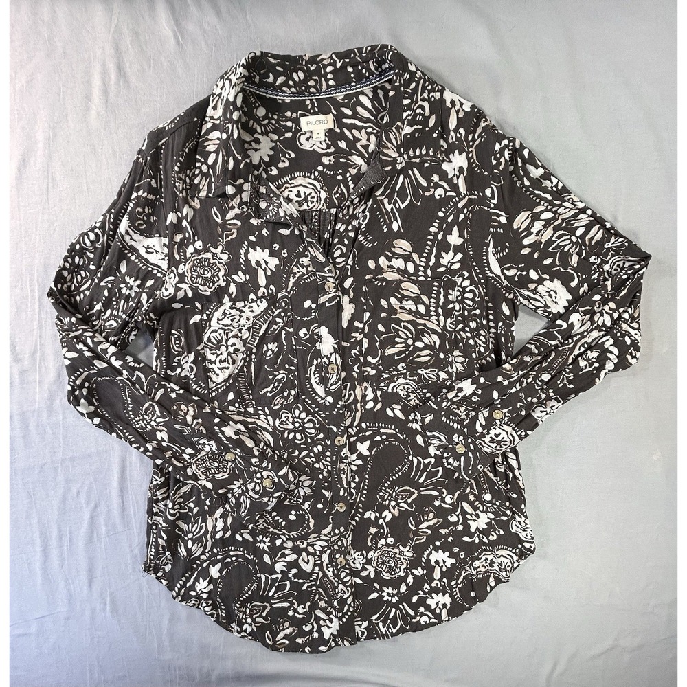 Pilcro Anthropologie Romy Women's Medium Button Up Floral Long Sleeve‎ Shirt